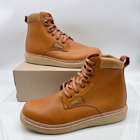 NEW Olukai Men's Kilakila Durable Leather Work Boots Coconut Husk Brown US 13